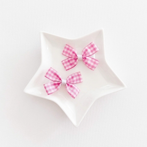 Girl Hair Clip Bow Plaid Barbie Pair (GHP6232)